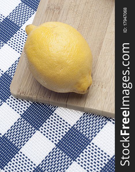 Fresh Lemon Kitchen Background with Wood Kitchen Block.