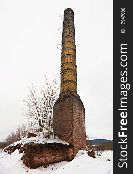 Old brickyard stove during the winter