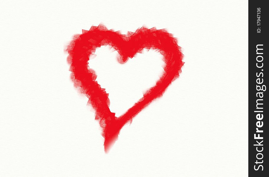 Handpainted red artistic love heart. Handpainted red artistic love heart