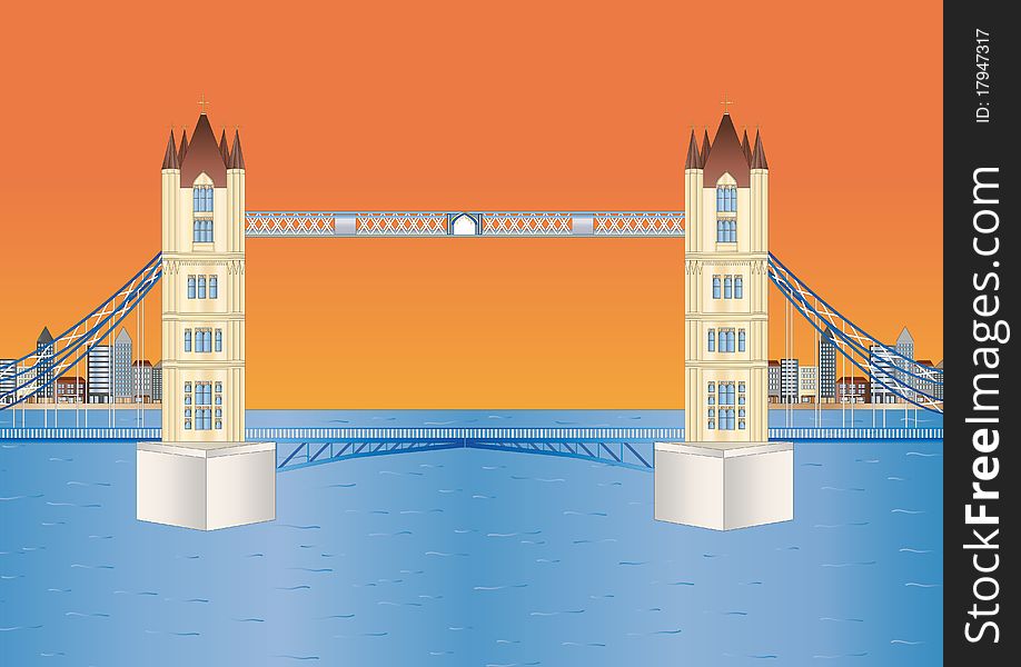 Illustration of the famous tower bridge in London. Illustration of the famous tower bridge in London