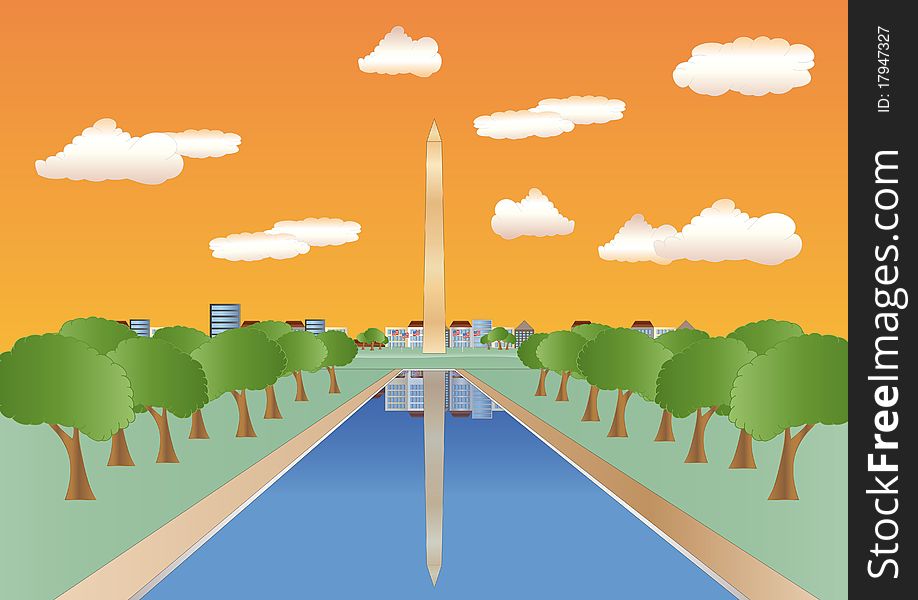 Washington Monument At Sundown