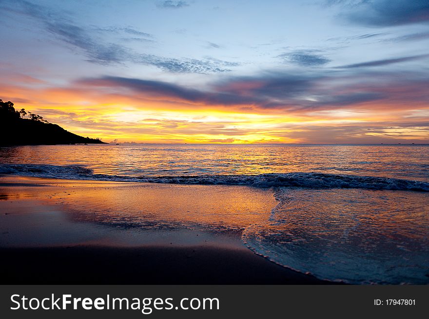 Stunning sunset view over sea