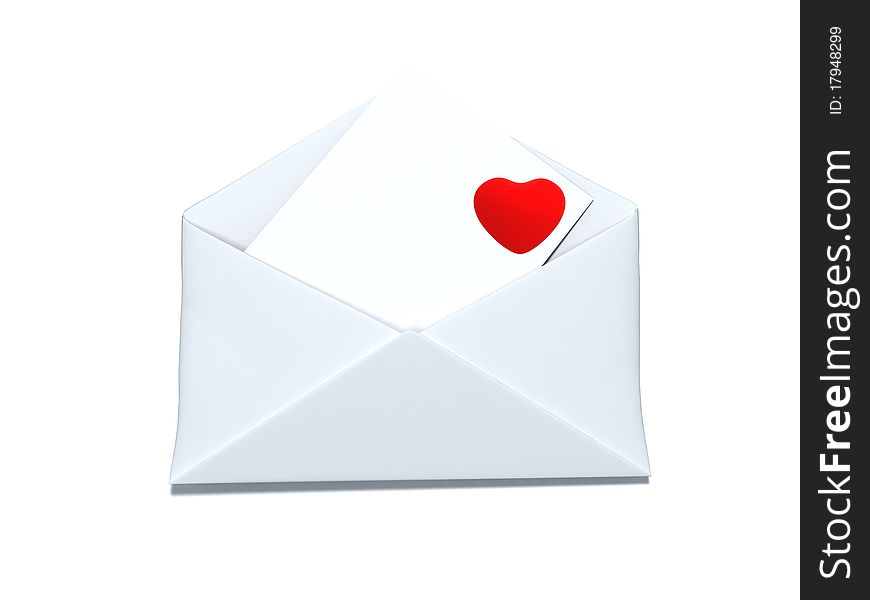 Red Heart Sign In The Envelope