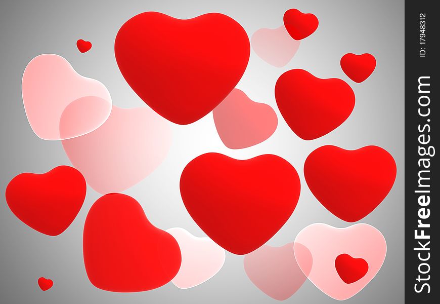 Red shiny hearts