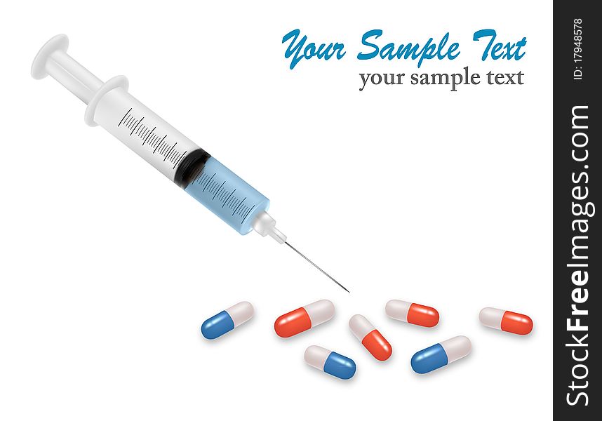 Syringe with needle and capsules
