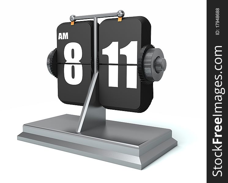 A flip clock isolated on a white background. Flip style clock. A flip clock isolated on a white background. Flip style clock.