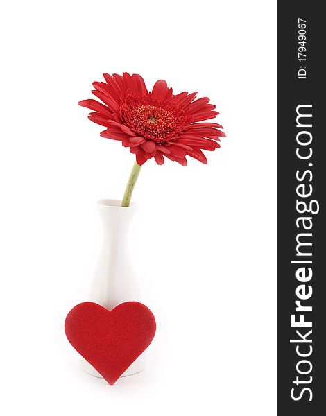 Flower in vase with heart