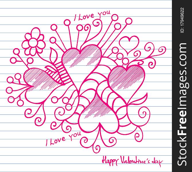 Valentine Drawing On The Notebook