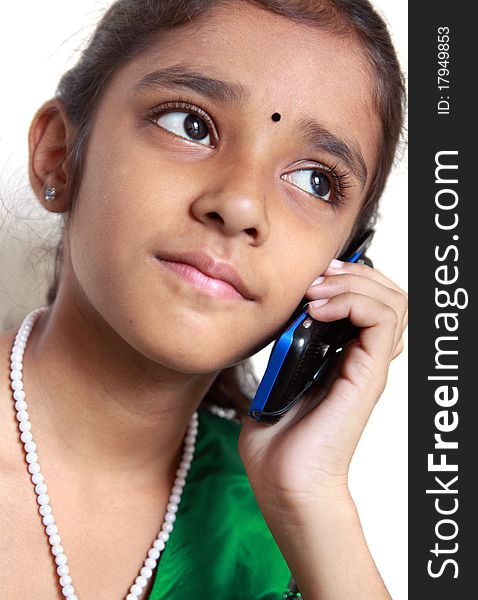 Indian Teenage Girl  On a Cell Phone