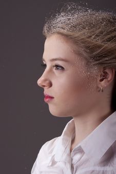 Portrait Teenage Girl With Snow In Hair Royalty Free Stock Photos