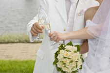 Champagne In Just-married Couple S Glasses Stock Photos Champagne In Just-married Couple S Glasses Stock Photos