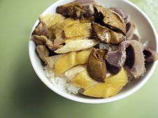 Chicken And Liver Bowl Rice Royalty Free Stock Photography