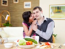 Couple At Home Having Meal Stock Photo Couple At Home Having Meal Stock Photo