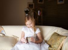 Girl With A Present Royalty Free Stock Image Girl With A Present Royalty Free Stock Image