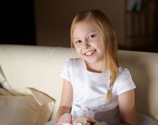 Girl With A Present Stock Photography
