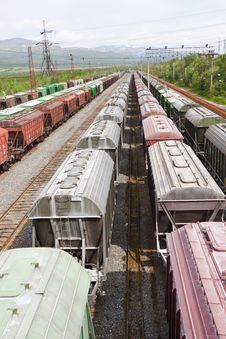 Range Of Multicoloured Rail Road Waggons Stock Images