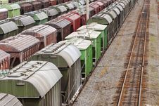Range Of Multicoloured Rail Road Waggons Royalty Free Stock Photo Range Of Multicoloured Rail Road Waggons Royalty Free Stock Photo