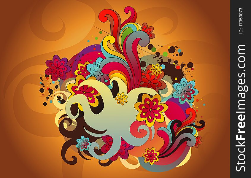 Background abstract design and flower illustration. Background abstract design and flower illustration