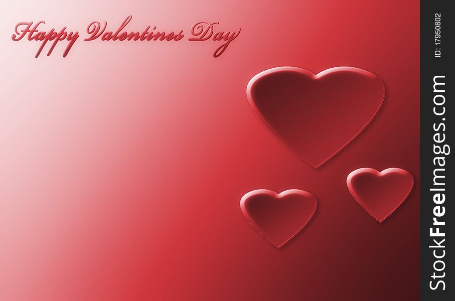 Red hearts on gradient background