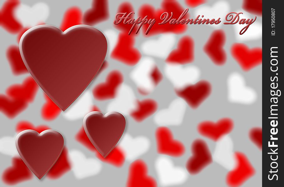 Abstract Happy Valentines Day on blurry heart background. Abstract Happy Valentines Day on blurry heart background