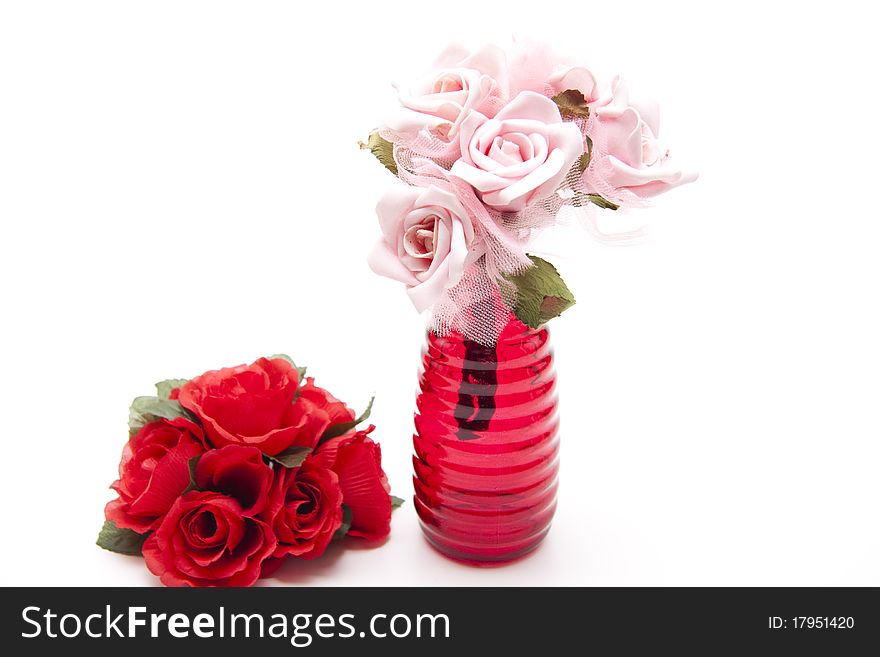 Bunch of roses in the glass vase. Bunch of roses in the glass vase