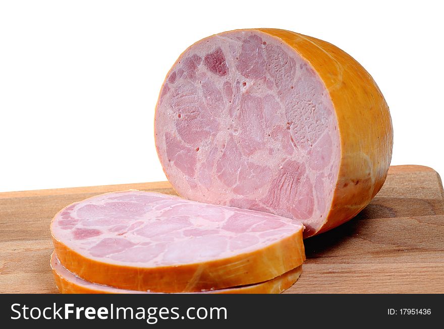 Ham-style sausage isolated on a white background