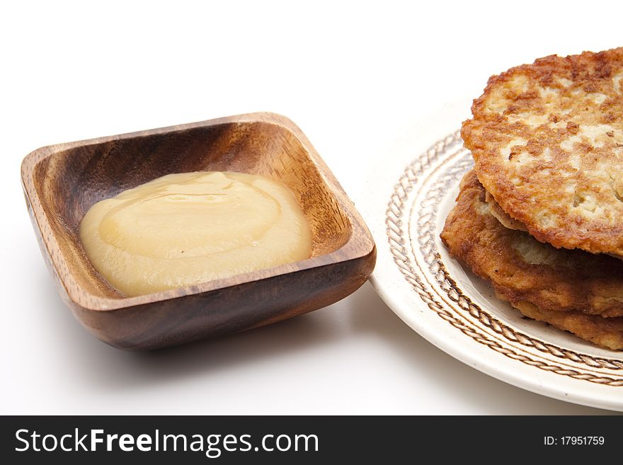 Potato pancake crisply baked with apple porridge