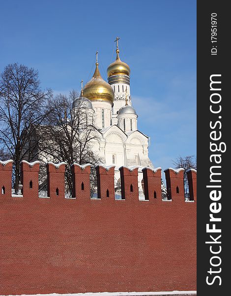 Russia, Cupolas of the Moscow Kremlin.