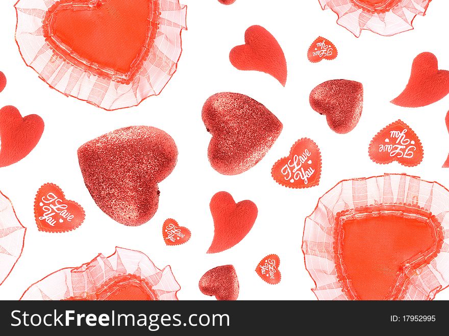 Hearts seamless background, is isolated on a white. Hearts seamless background, is isolated on a white