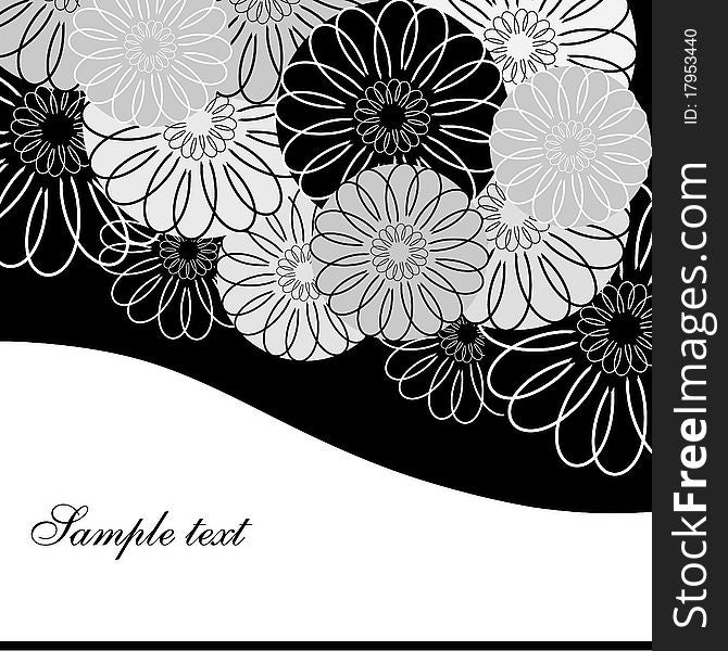 Black and white flowers, simple design. Black and white flowers, simple design