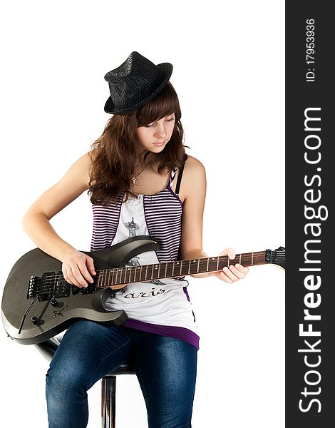 Beautiful Girl Playing The Guitar