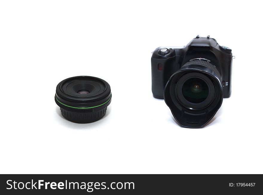 DSLR camera with lens