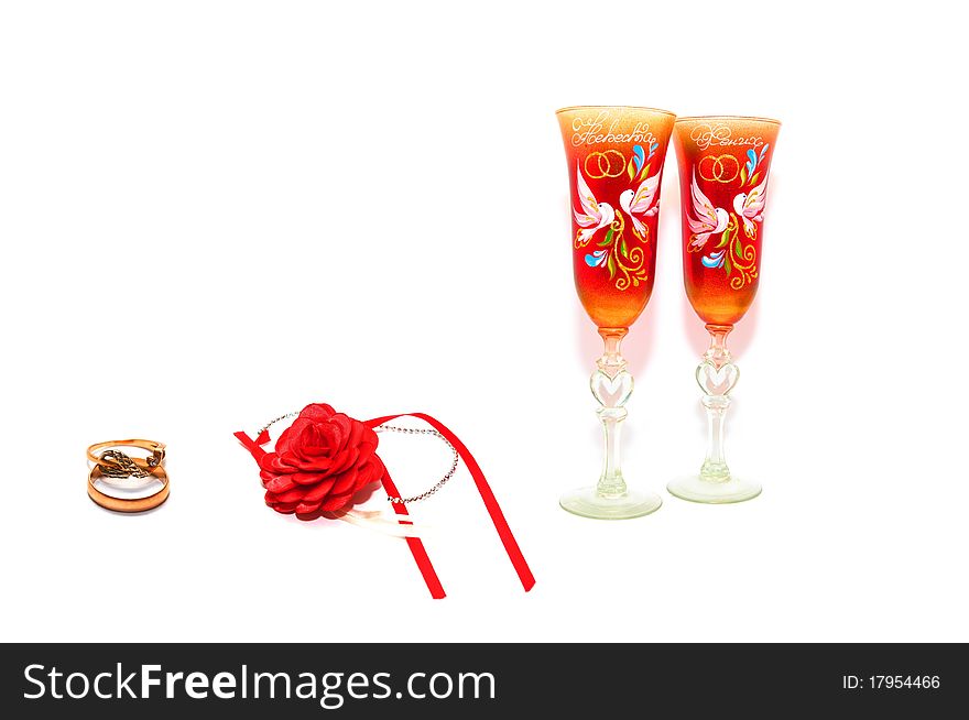 Photo of the wedding accessories on white background