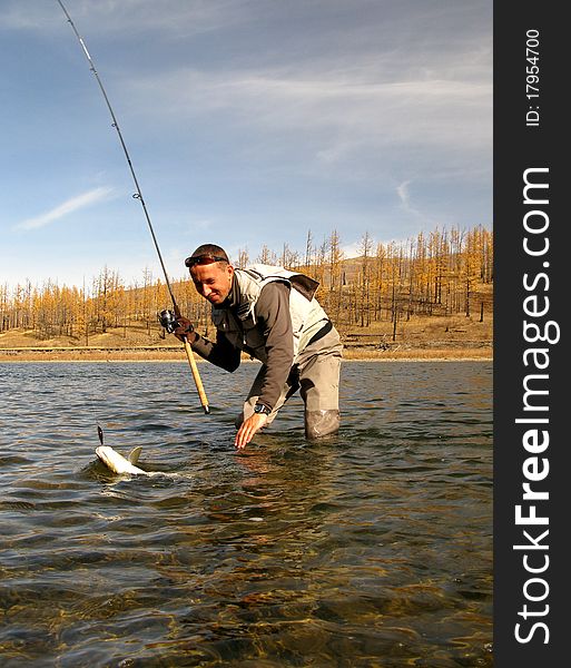 Fishing  - fisherman catched big fish