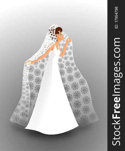 Vector illustration of  a bride in a wedding dress,. Vector illustration of  a bride in a wedding dress,