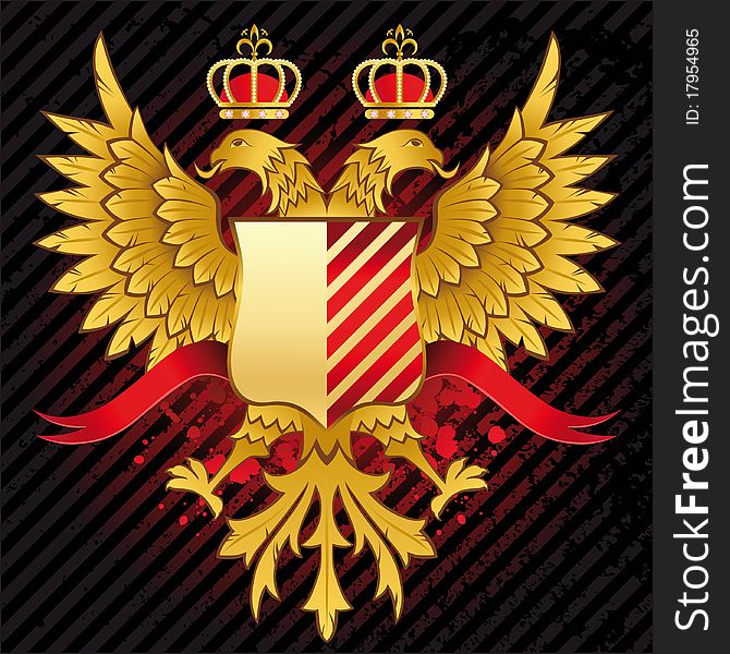 Retro-styled heraldic design with double-headed eagle