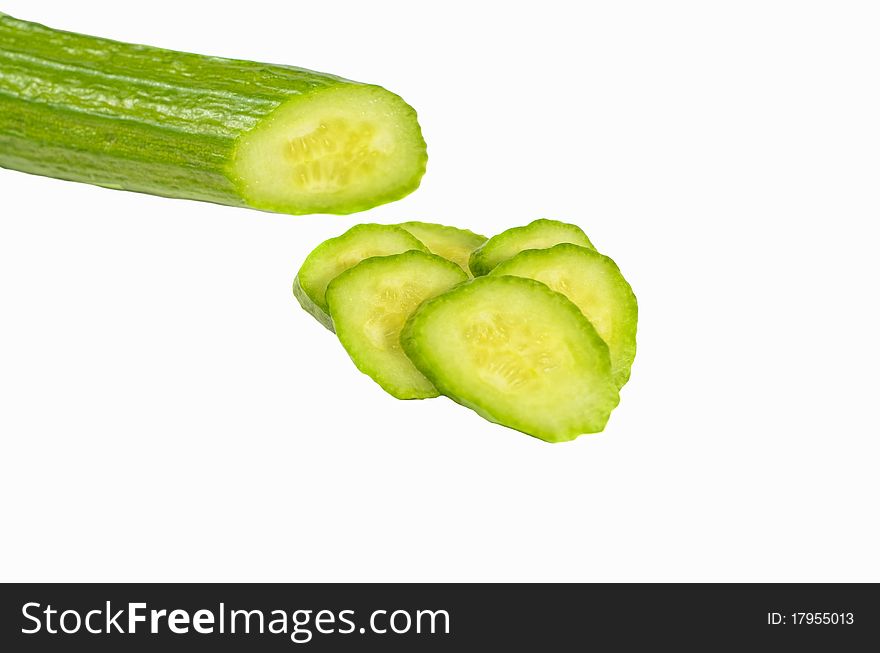 Cucumber Slices On White Background
