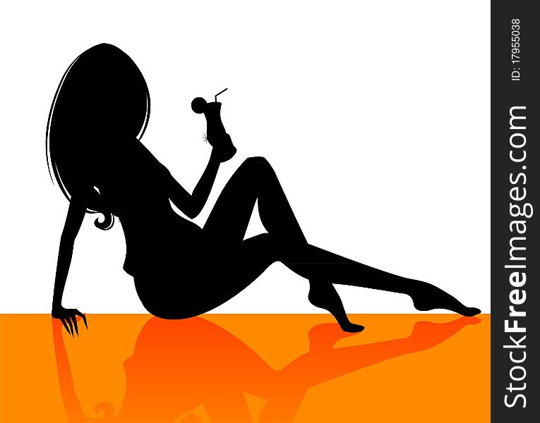 Vector illustration of Beautiful silhouette women