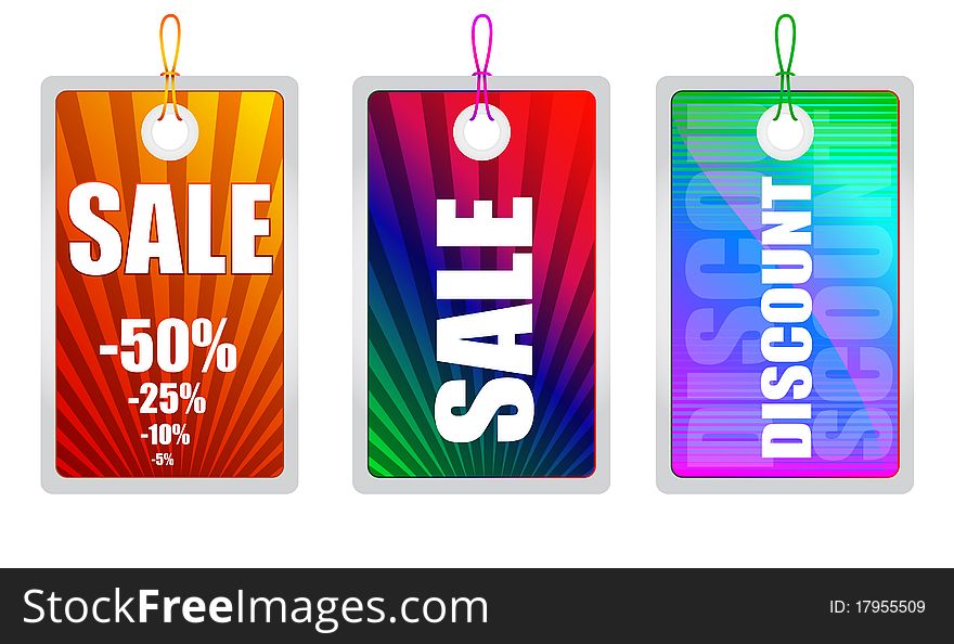 Colorful tags for sale and discount design. Colorful tags for sale and discount design