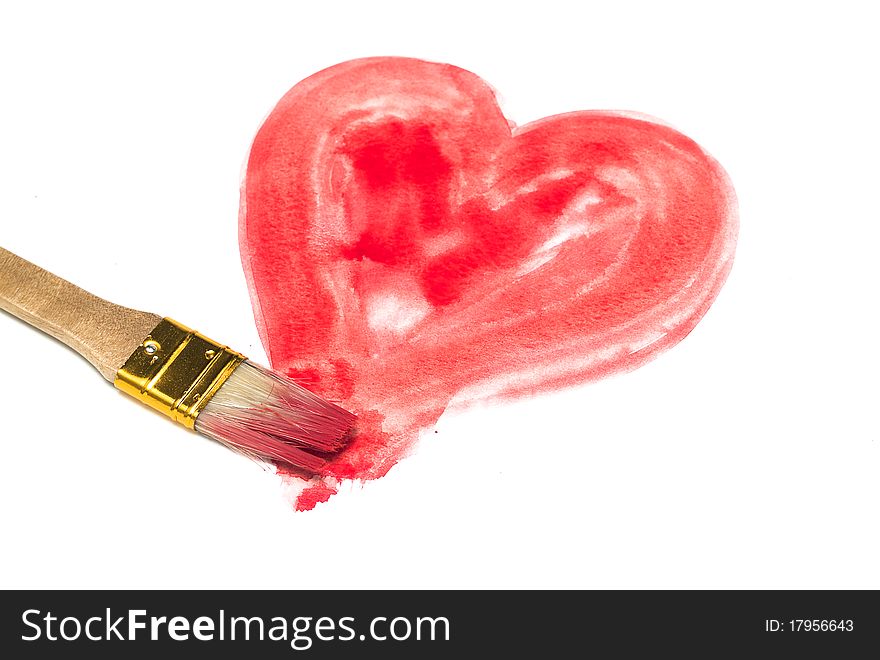 Heart, painted with red paint. Heart, painted with red paint