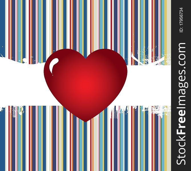 Vector illustration with big heart with stripes background. Vector illustration with big heart with stripes background