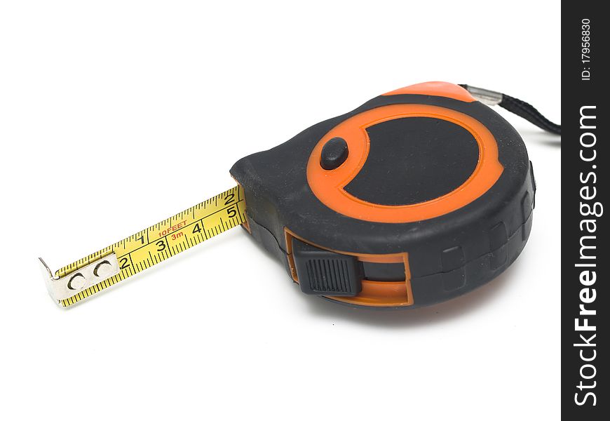 Tape-measure on a white background