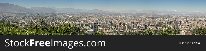 Panoramic view of Santiago Chile with mountains in the background. Panoramic view of Santiago Chile with mountains in the background