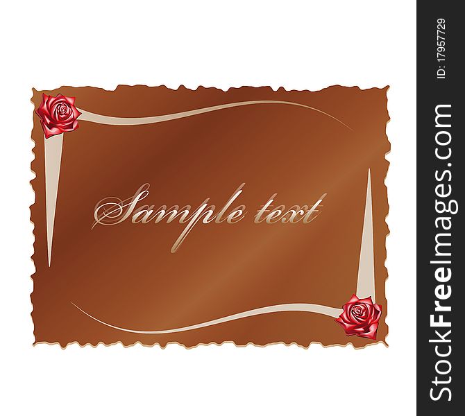 Greeting Card with roses and with space for text at the center, vector illustration, eps10