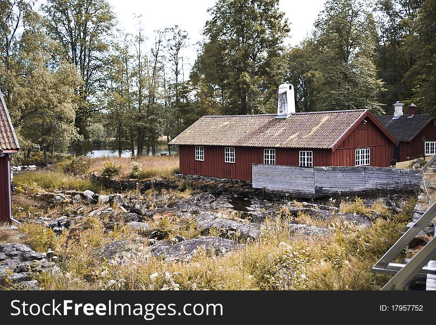 A red gate house in Sweden