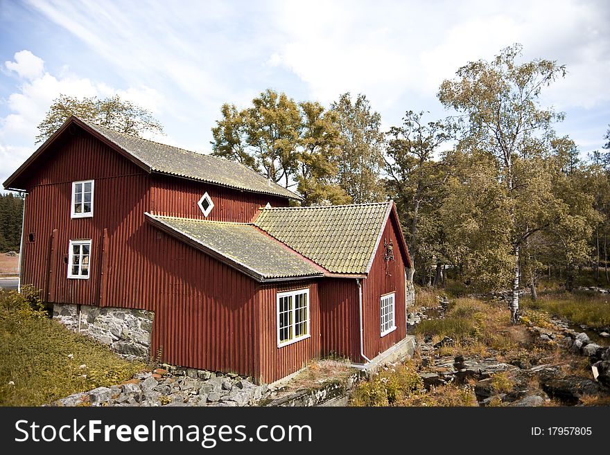A red gate house in Sweden