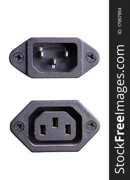 Two power sockets isolated on the white background