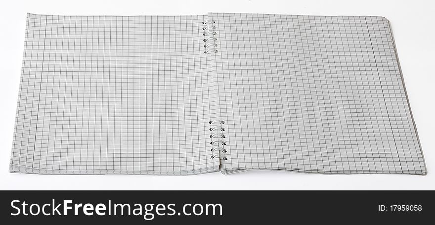 Open notebook on a white background. Isolated.
