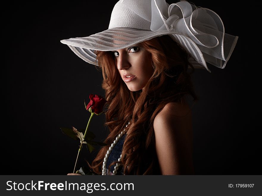 Beauty girl. studio portrait on black background