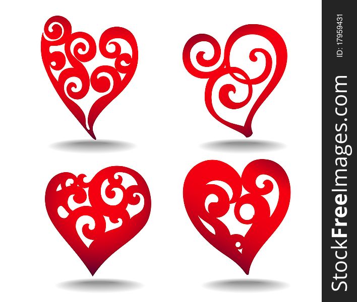 Set of stylized hearts, vector illustration. Set of stylized hearts, vector illustration